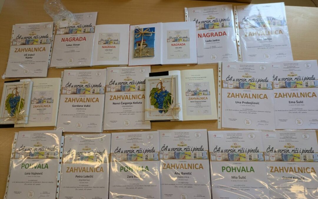 Srdočki učenici višetruki laureati i na desetom natječaju ČA u versin, riči i pinelu