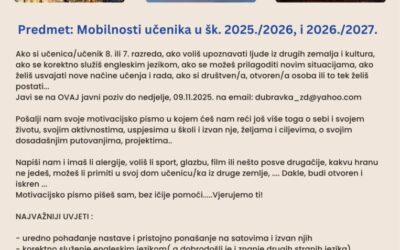 Javni poziv na sudjelovanje u Erasmus+ mobilnosti