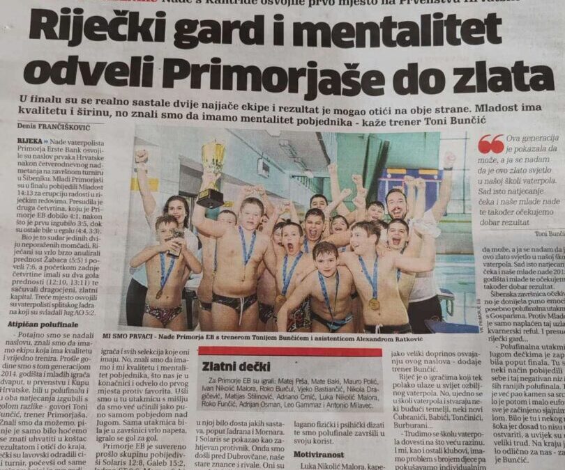 Veliki uspjeh našeg učenika 5.a, Roka Funčića u vaterpolu