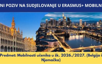 JAVNI POZIV NA SUDJELOVANJE U ERASMUS+ MOBILNOSTI