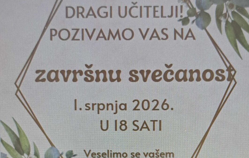 Poziv učiteljima na službeni oproštaj od osmaša